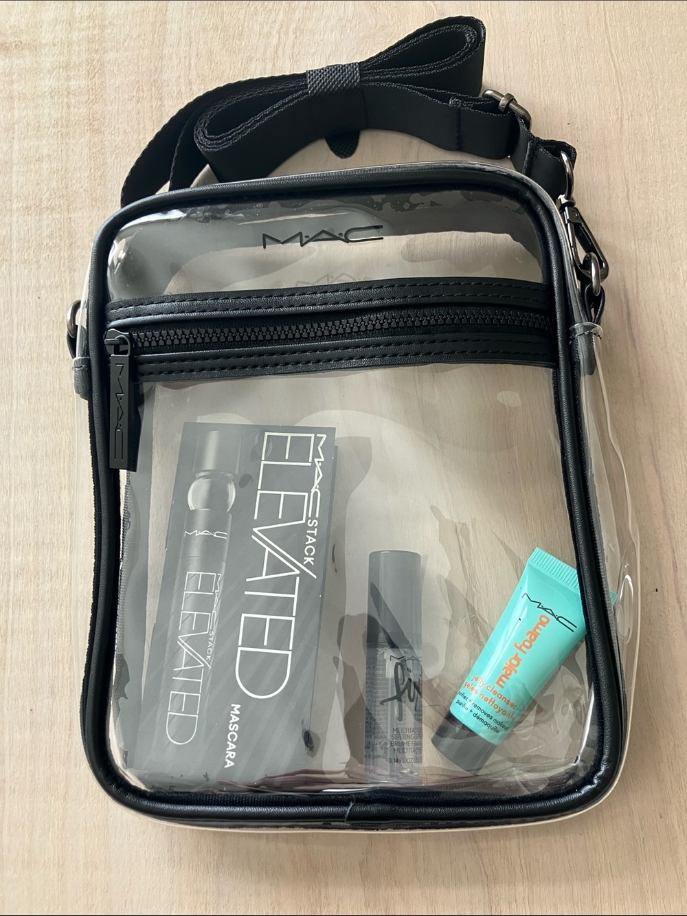 Mac Clear Crossbody Bag + 3 Piece Travel Gift Set
